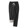 thumbnail image 3 of Feancey Womens Sherpa Lined Sweatpants Drawstring High Waist Plus Size Jogger Pants Winter Fuzzy Fleece Warm Pajama Bottoms with Pockets Black M, 3 of 10