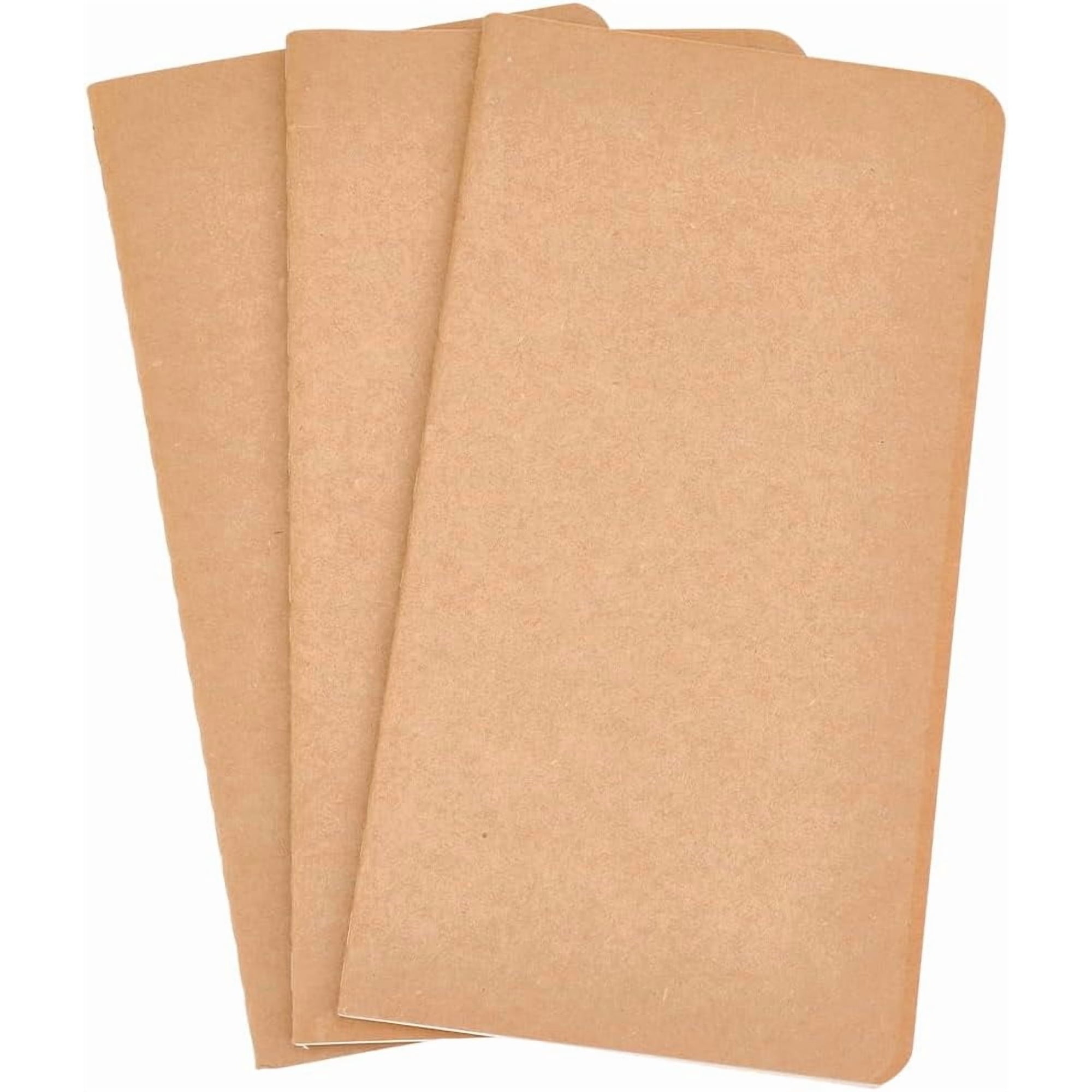 Blank Travelers Notebooks Inserts 3Pcs Journal Notebooks Refills 8.2x4.3in Hand-Stitched Booklets 60 Pages Work Composition