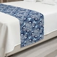 thumbnail image 2 of Vibrant Bed Runner, Geometric Sea Shells Nature Inspired Repetitive Rhythmic Illustration, Decorative Accent Bedding Scarf for Hotels Homes and Guestrooms, King, Pale Blue Navy Blue, by Ambesonne, 2 of 2