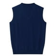 thumbnail image 4 of FRSASU Men's Jacquard Textured Sleeveless Sweater Vest Lightweight Classic V-Neck Cotton Warm Vest Pullover for Dad Husband Navy, 4 of 4