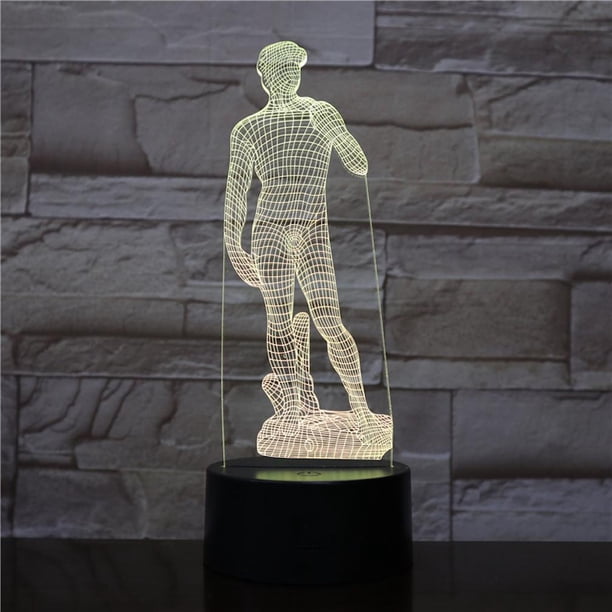 Lámpara de ilusión LED con luz nocturna 3D Sculpture David con colores