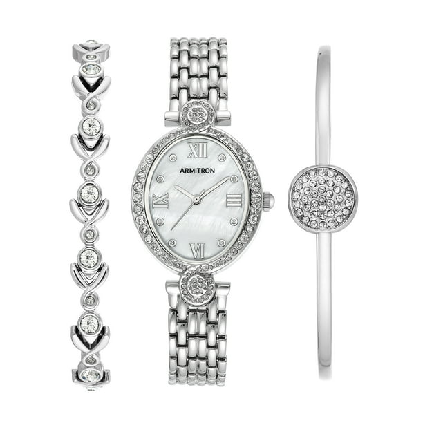 Armitron Armitron Women's 3 Piece SilverTone Bracelet and Watch Box