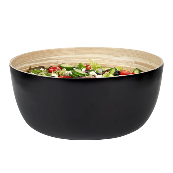 Restaurantware Salad Bowl 1 Pack 50.7 oz Bamboo Serving Dish Greaseproof Freezer-Safe Bowl Handcrafted Round for Hot/Cold Foods