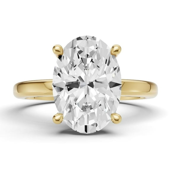 Classic Hidden Halo Lab Grown Diamond Engagement Ring in 14K Yellow Gold (1 CT Oval Center) Ring Size : 10