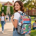 thumbnail image 3 of ZIATUBLES Clear Backpack Heavy Duty 17 Inch, Fabric & PVC Transparent Bag with Front & Side Pockets, See Through Backpack for School Work Security Travel, 3 of 7