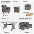 thumbnail image 3 of MEISSALIVVE 7 Pieces Patio Furniture Set with Dining Table, Outdoor Wicker Conversation Set with Wicker Armrest Chairs, 2 Ottomans, Gray, 3 of 11