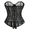 thumbnail image 4 of Ugoldhm Women's Overbust Lace-Up Corset Top - Breathable Sheer Lingerie Bustier Bodyshaper, 4 of 7