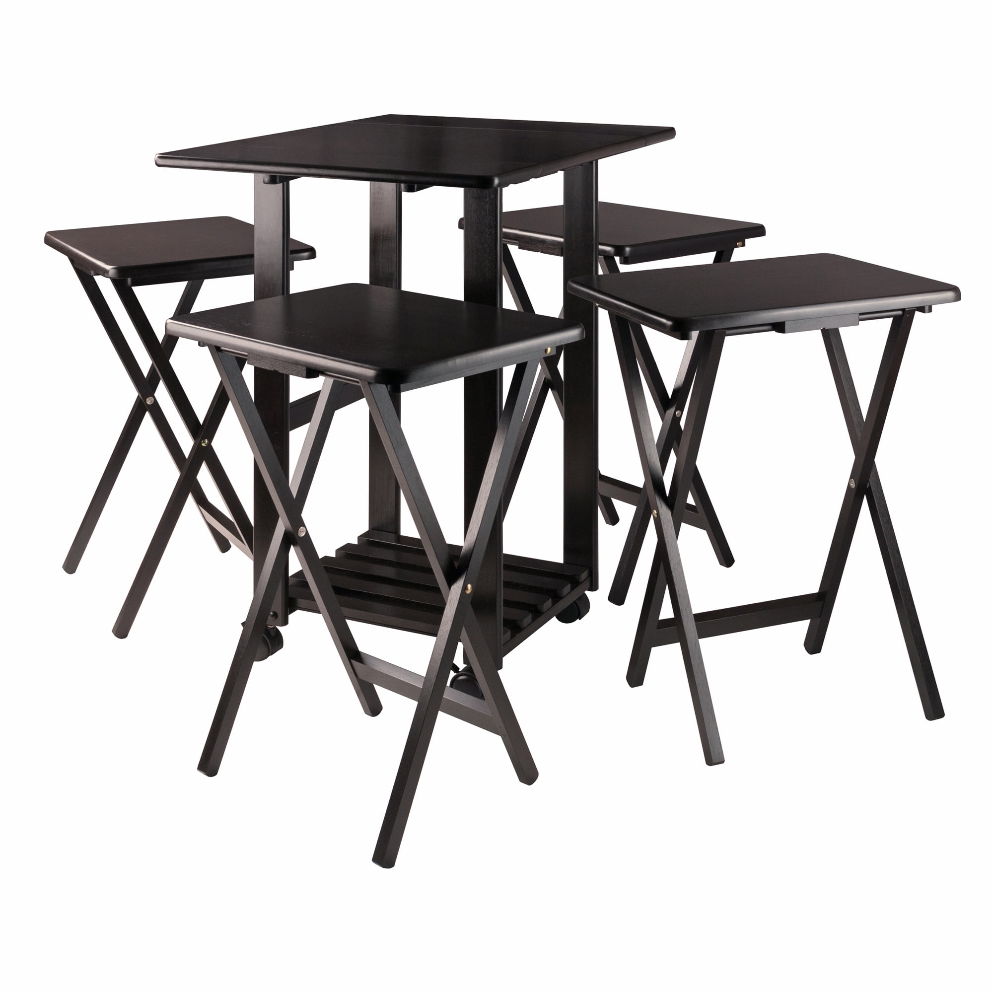 Winsome Wood Sophia 5-Piece Snack TV Table Set, Coffee Finish