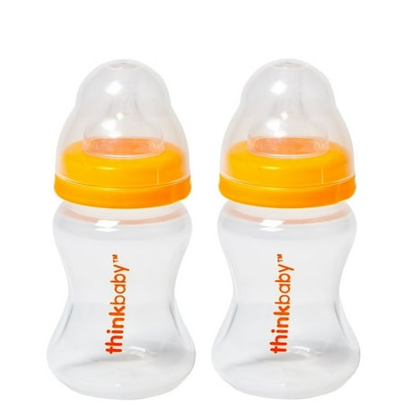 Thinkbaby Stage A BPA Free Polypropylene Baby Bottle, Orange, 5 Oz, 2 Ct
