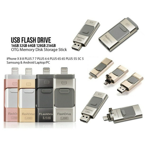 64gb Usb Flash Drive Disk Storage Memory For Iphone X 8 7 6 6s 5 Ipad Computer For Lightning Mirco Usb Walmart Com Walmart Com