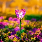 Better Homes & Gardens Solar LED Glass Purple Flower Decor Stake Outdoor Light