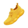 thumbnail image 2 of longantii Womens Round Toe Walking Running Shoes Arch Support Lightweight Mesh Slip On Tennis Sneakers Comfortable Breathable Platforms Lace Up Sneakers Shoes Yellow, 2 of 5