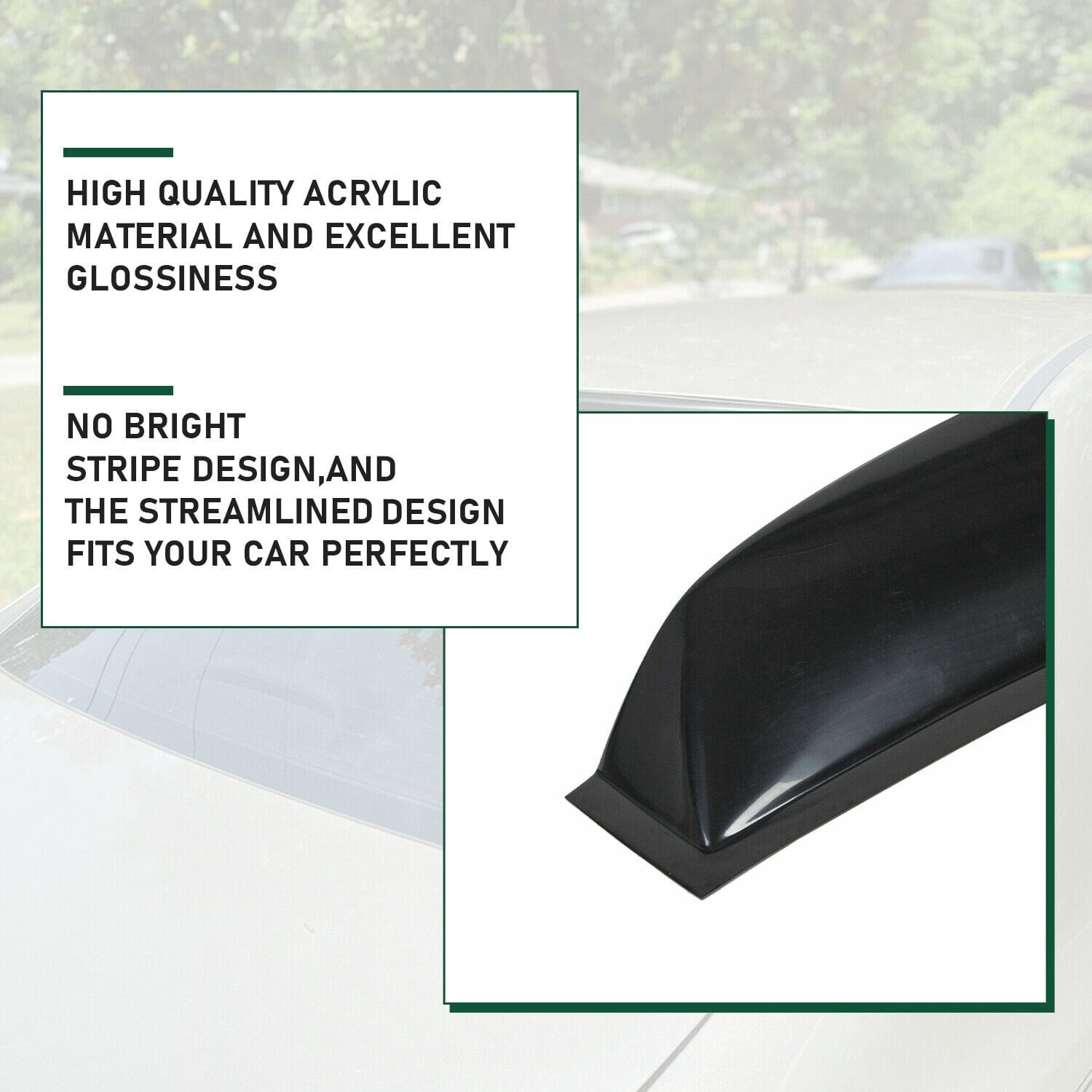 Kojem Rear Window Roof Vent Visor Spoiler Wing Fit for 2006 -2011 Honda Civic 4DR Sedan Wind Deflector ABS