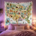 thumbnail image 2 of United States Road Trip Map with Pins and Wildlife, Adventurous Illustration for Travel Lovers, Map Wall Decor Graduation Gift, Tapestry Wall Hanging for Classroom and Dorm, 2 of 7