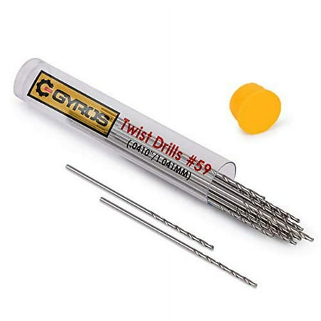 UPC: 0780670453183 | Gyros High SpeedSteel Wire Gauge Mini Twist Drill Bits | Includes 12 Micro HS Steel Bits Size #59 with Clear Storage Vial | Use with Pin Vise Screwdrivers and Rotary Tools (45-21259)