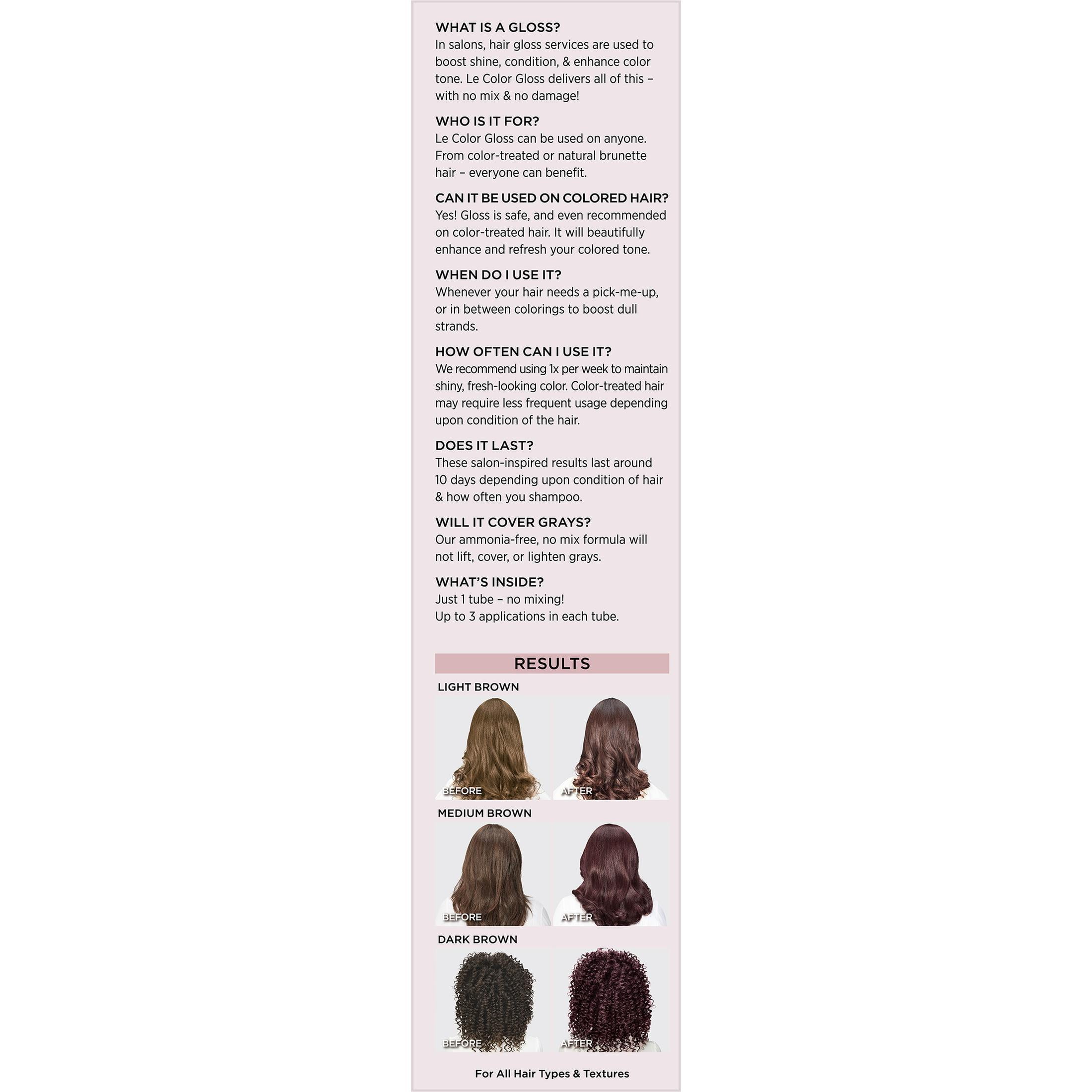 L'Oreal Paris Le Color Gloss one Step Hair Color Toning Gloss, Iridescent Plum Purple, 4 fl oz