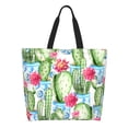 thumbnail image 1 of Disketp Flowers and Cactus Bolsa Tote Estampada para Mujer, Bolso de Hombro y de Mano para Compras y Viajes, 1 of 8