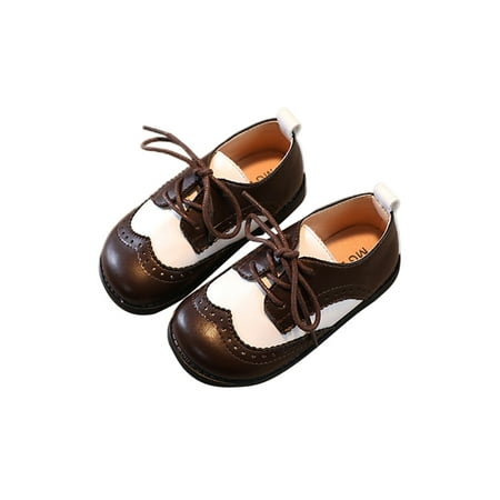 

Difumos Toddler Boys Girls Oxford Shoes PU Leather Lace Up School Loafer Flats Baby Infant Uniform Dress Shoes(Toddler/Little Kid) Brown 11.5c
