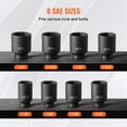 thumbnail image 3 of VEVOR Axle Nut Impact Socket Set, 1/2" Drive Deep 6-Point 8-Piece SAE Spindle Nut Socket Set, CR-MO Heat Treated Large Socket Set with Storage Case, for Auto Repair, Removing or Installing Axle Nuts, 3 of 7
