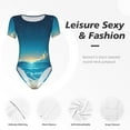 thumbnail image 4 of Rateoe Night Sky Beach Scene Printed Women Rash Guard Short Sleeve,Tummy control Swimsuit Surfing Swimsuit Bathing Suit Short-sleeved Onesie UPF 50+ -Large, 4 of 7