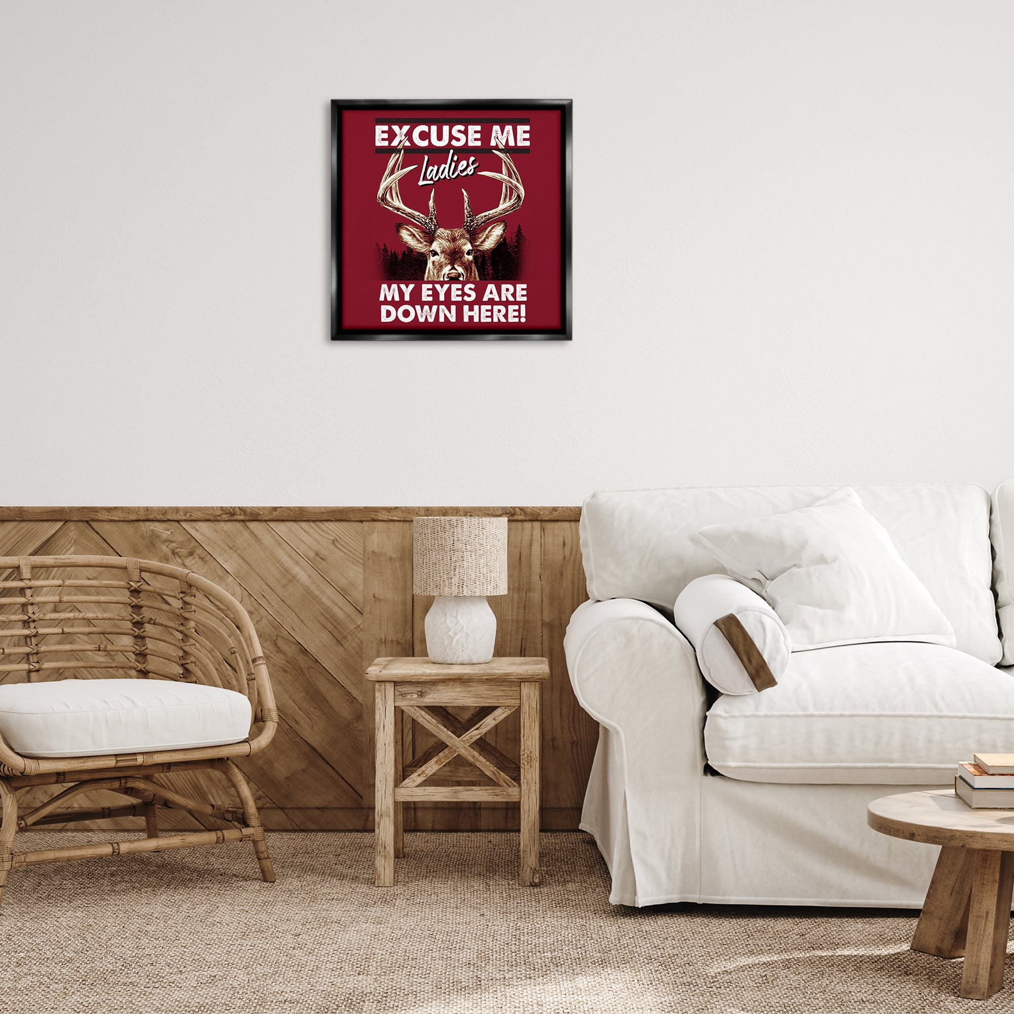 Stupell Industries Eyes Are Down Here Animals Painting Black Floater Framed Canvas Art Print Wall Art, 25 x 25