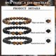 thumbnail image 2 of Father's Day Frosted Blue Tiger's Eye Volcanic Stone 3 Pieces 8mm Beaded Bracelet for Men Women Natural Stone Bracelet Mala Agate Yoga Elatics Tiger's, 2 of 5