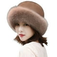 thumbnail image 2 of AYYUFE Plush Brim Warm Fisherman Cap Solid Soft Thickened Faux Mink Fur Basin Hat for Daily Life, 2 of 8