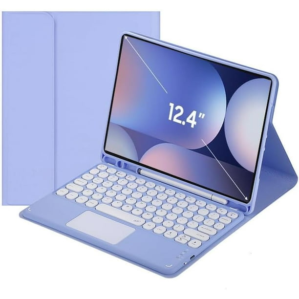 Funda con teclado táctil para Samsung Galaxy Tab S10+ Plus/ S9 FE Plus/Galaxy Tab S9+ Plus de 12,4", con portalápices - Teclado Bluetooth táctil magnéticamente desmontable
