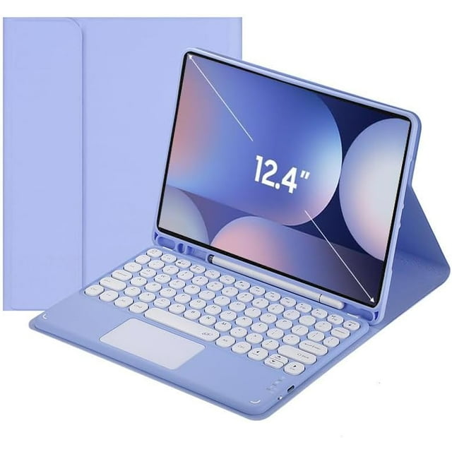 Funda con teclado táctil para Samsung Galaxy Tab S10+ Plus/ S9 FE Plus/Galaxy Tab S9+ Plus de 12,4", con portalápices - Teclado Bluetooth táctil magnéticamente desmontable