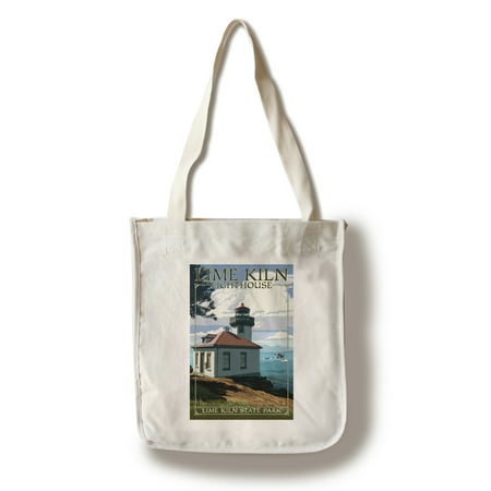 San Juan Island, Washington - Lime Kiln State Park - Lighthouse Day Scene - Lantern Press Artwork (100% Cotton Tote Bag - (Best Islands In Washington State)