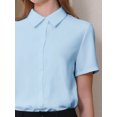 thumbnail image 4 of DARING DIVA Button Down Collared Short Sleeve Leotard Shirt Top S Light Blue, 4 of 5