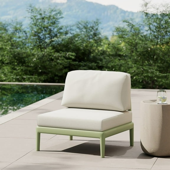 WestinTrends Playa Modern Outdoor Polypropylene Resin Deep Seating Armless Sectional, Green