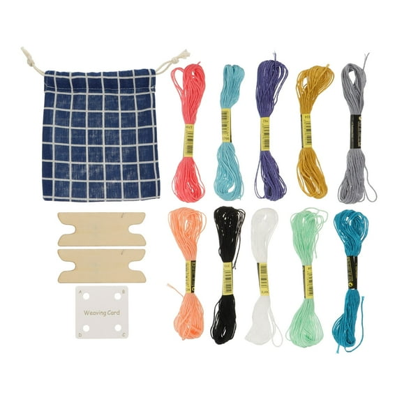 ROSENICE 1 Set Weaving Kit Assorted Color Paper Cardboard Wood Cloth DIY Weaving Portable Storage Crafts Gifting