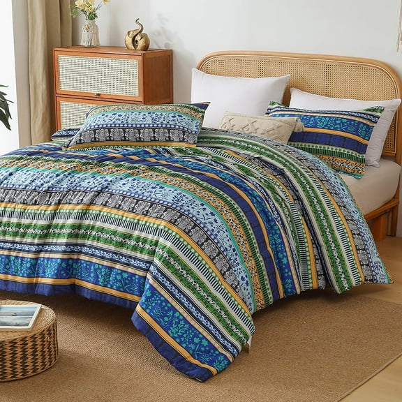 HGmart Bohemian Blue Pattern Twin 2 Piece Comforter Set, Microfiber Filling, Luxury Soft Breathable Bed Set for All Seasons