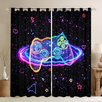 Castle Fairy Abstract Game Controller Boy Girl Blackout Curtains Set of 2 (52x84 Each),Gradient Teens Game Gamepads Window Curtains,Cosmos Starry Sky Curtains and Drapes,Ultra Soft Home Decor