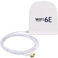 thumbnail image 1 of WiFi 6E Antenna Tri-Band 2.4GHz 5GHz 6GHz MIMO RP-SMA Male Magnetic Base 8dBi White Antenna with 6.5ft Cable for WiFi Router Wireless Network Card PC Motherboard PCI PCIe Card Security Camera, 1 of 7