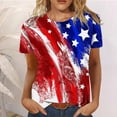 thumbnail image 1 of Hauts d'Été Grande Taille pour Femmes Hauts d'Été Décontractés Col Rond Manches Courtes T-Shirts Imprimé Drapeau Ajusté Basiques Tops Tees Blouses T-Shirt Col en V Femmes en Liquidation, 1 of 6