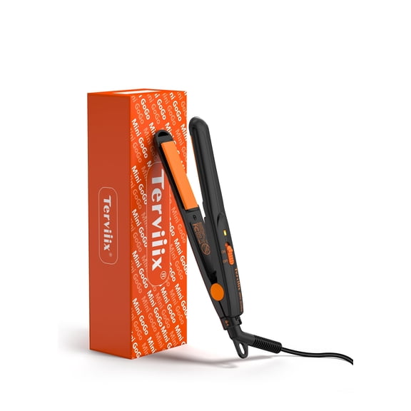 Terviiix 1/2'' Mini Ceramic Flat Iron Hair Straightener, Portable Worldwide Voltage for Travel, Black