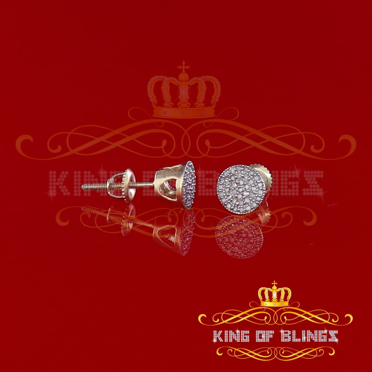 King of Bling's 925 Sterling Silver Yellow 0.20ct Diamond For Men's/Women's Stud Round Earrings