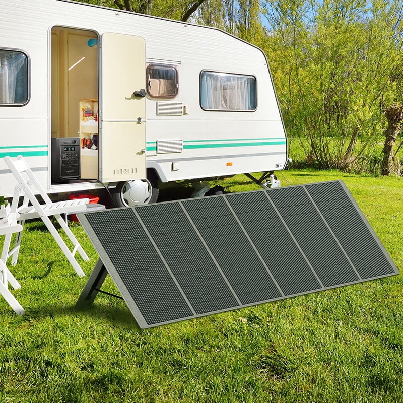 400W 26.4V Portable Solar Panel with 5*Output Ports, Adjustable Kickstand, Waterproof & Foldable for Camping, RV