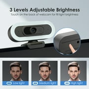 Vizolink 2K/1080P 60fps Gaming Webcam with Autofocus, RGB Fill Light, Dual Microphones for PC, Laptop, Switch, Streaming