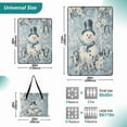 thumbnail image 2 of Extra Large Picnic Beach Blanket Waterproof Sand Proof Portable Outdoor Mat Blue Floral Snowman 60x80, 2 of 9