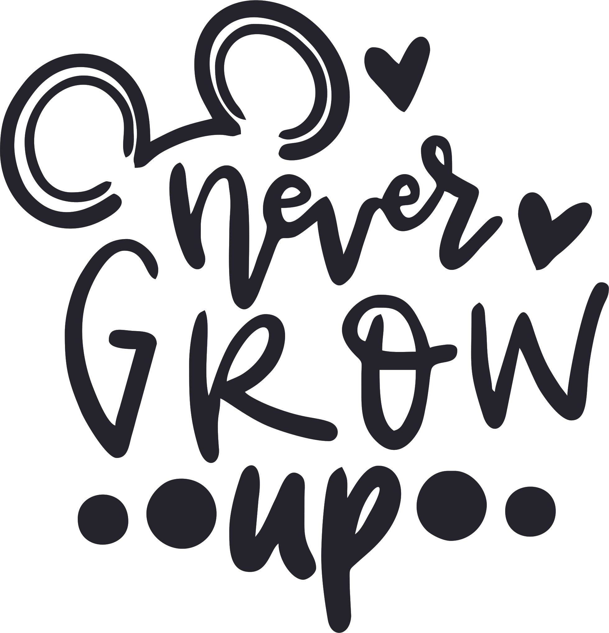 The Never Grow Up Logo Cartoon Character Art Vinyl Decors Sticker