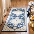 thumbnail image 3 of SAFAVIEH Micro-Loop Emilija Floral Bordered Wool Area Rug, Navy/Ivory, 5' x 5' Round, 3 of 10