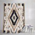 thumbnail image 3 of Shower Curtains for Bathroom, Boho Black Brown Waterproof Fabric Shower Curtain, Retro Geometric Southwestern Ethnic Decorative Bathroom Curtain for Bathtub, 66"x72", No Hooks Included, 3 of 9