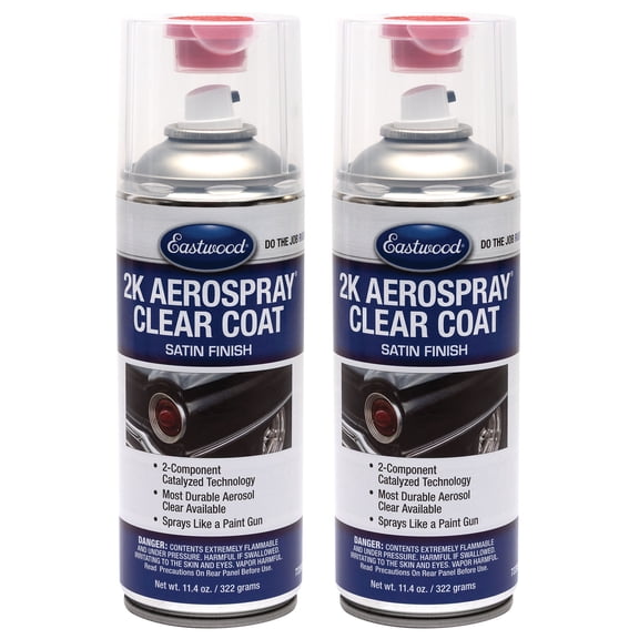Eastwood 2k Aerospray Paint Aerosol Spray Automotive with Long-lasting and Durable Finish | Satin Clear Coat | 2 Pack