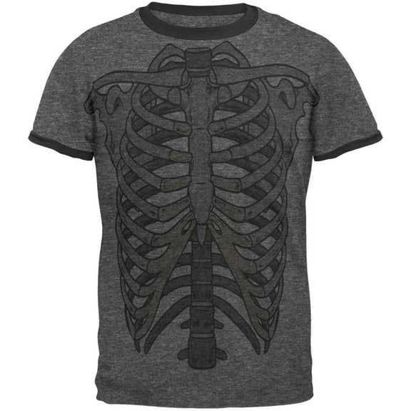 Rib Cage All Over Heather-Black Men's Ringer T-Shirt - Large
