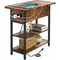 Side table with charging station, reversible side table with USB port and socket