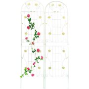 2 Pack Garden Trellis for Climbing Plants 86.7'' x 19.7'',Yellow Metal Garden Trellis,Heavy Duty Rustproof Plant Trellis for Potted Plant Support Tall Wall Trellis for Rose Vegetable Cucumber