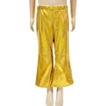 thumbnail image 4 of Men's Sequin Bell Bottom Pants 70s Retro Stretch Flared Trousers Gold 180, 4 of 4